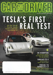 CAR & DRIVER 2020 APR - TESLA MODEL S v PORSCHE TAYCAN TURBO S, CAYMAN GTS 4.0